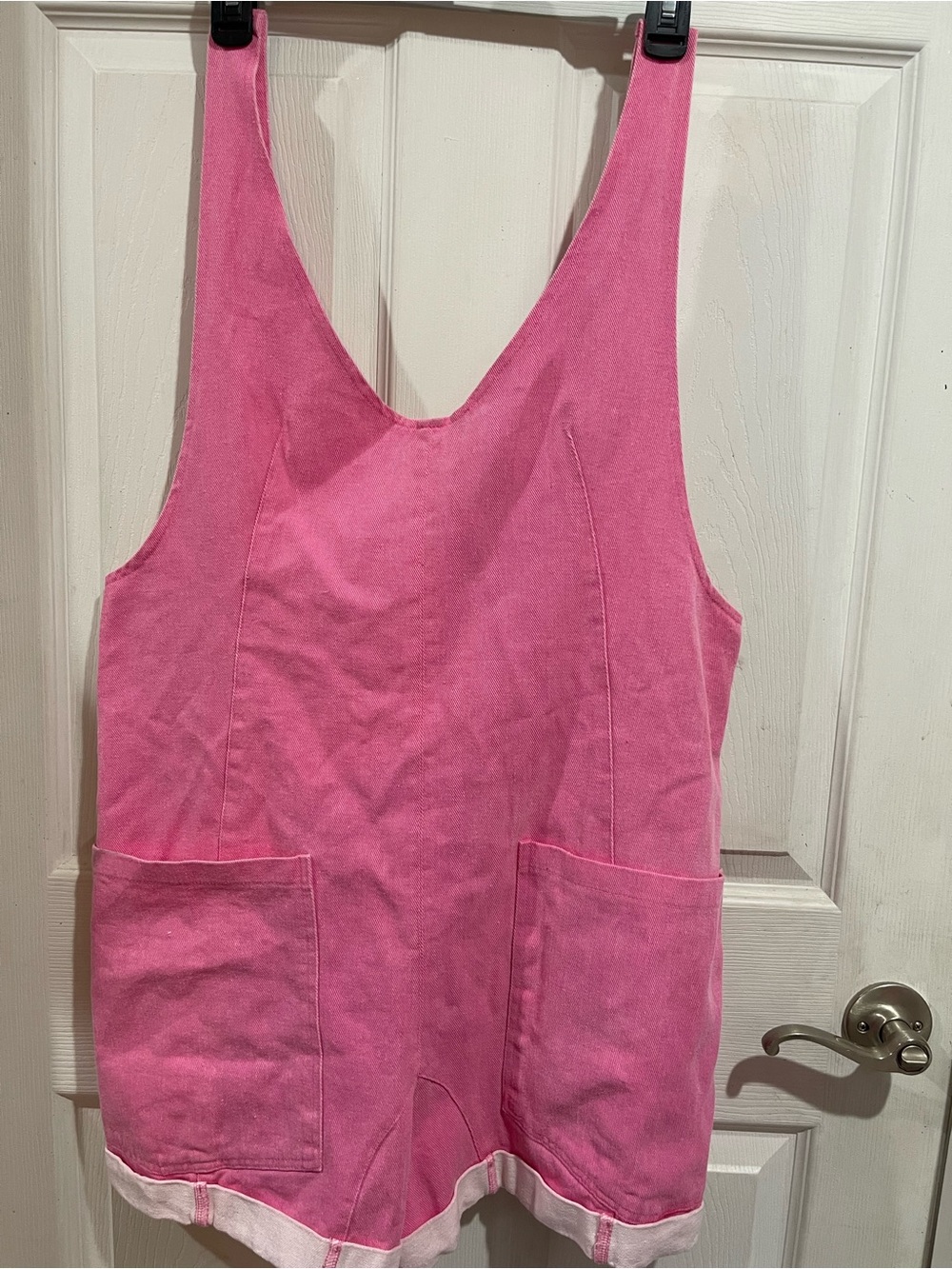 Double Zero Pink Cotton Romper with Front Pockets